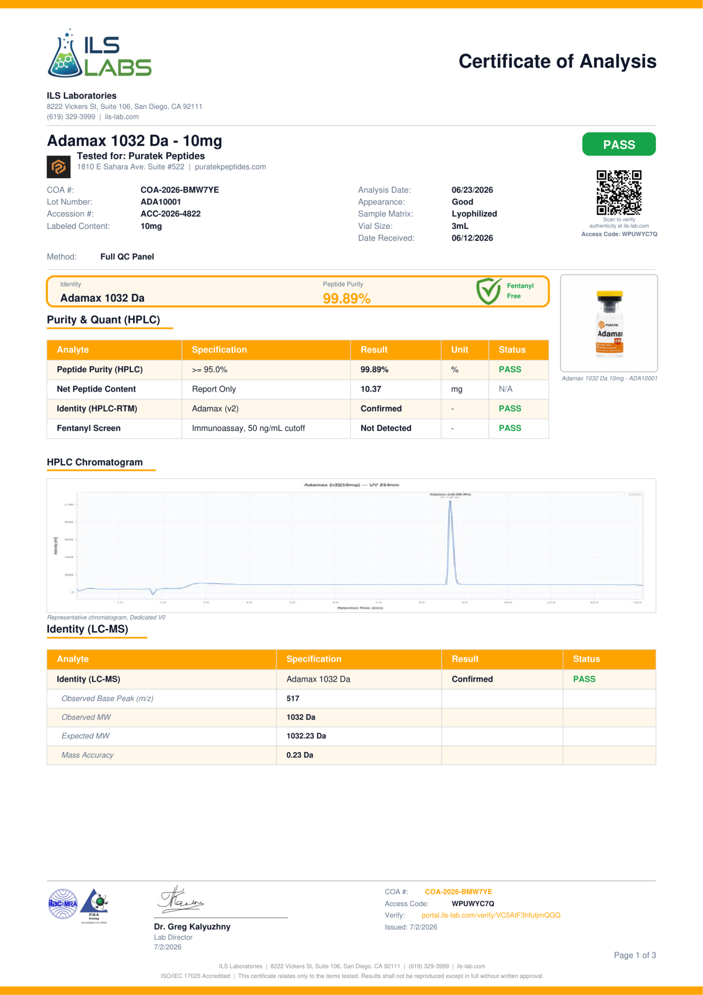 Buy Adamax 5mg Peptide from Puratek Peptides