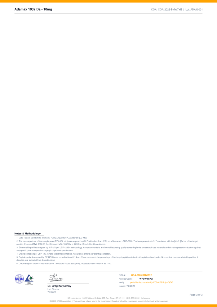 Buy Adamax 5mg Peptide from Puratek Peptides